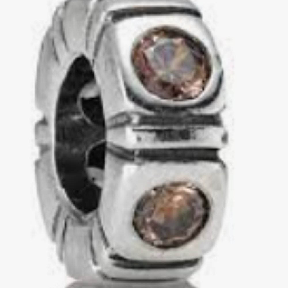Pandora Authentic Sterling Silver and Champagne CZ Trinity Spacer Retired Charm